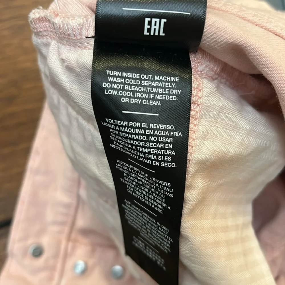 7 For All Mankind Monroe Pink Tie- DyeHigh Rise Jean Cut Off Shorts Size 26 - Picture 7 of 9